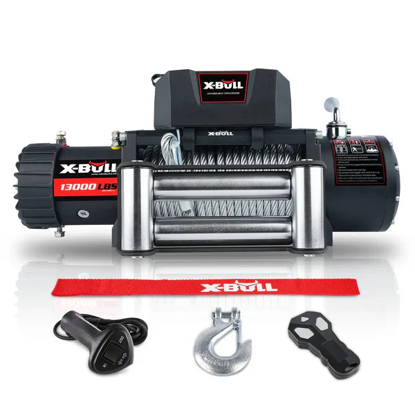 X-BULL Electric Winch 13000 LBS 12V  Steel Cable SUV Jeep Truck 4WD