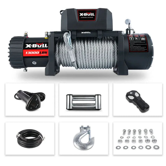 X-BULL Electric Winch 13000 LBS 12V  Steel Cable SUV Jeep Truck 4WD