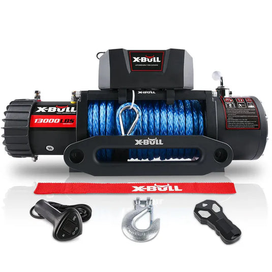 X-BULL Electric Winch 13000 LBS 12V Synthetic Rope SUV Jeep Truck 4WD Blue