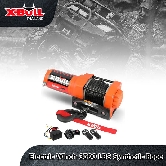 X-BULL Electric Winch 3500 LBS 12V Synthetic Rope ATV UTV Truck 4WD