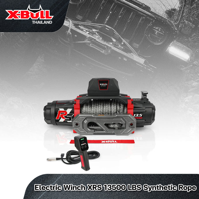 X-BULL Electric Winch XRS 13500 LBS 12V Synthetic Rope for Towing Truck Off Road  with 2 in 1 Wireless Remote