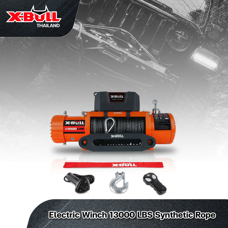 Load image into Gallery viewer, X-BULL Electric Winch 13000 LBS 12V Synthetic Rope SUV Jeep Truck 4WD Orange
