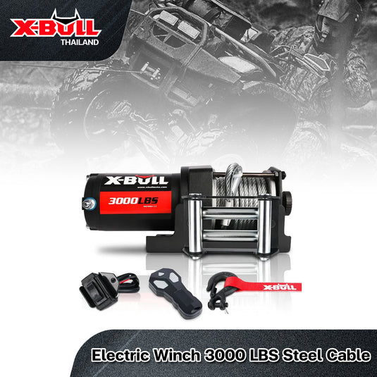 X-BULL Electric Winch 3000 LBS 12V  Steel Cable ATV UTV Truck 4WD