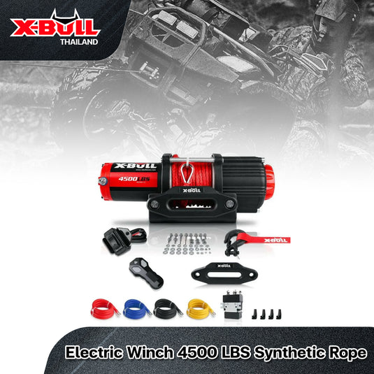 X-BULL Electric Winch 4500 LBS 12V Synthetic Rope ATV UTV Boat Truck 4WD