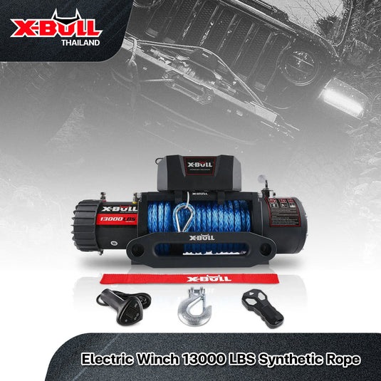 X-BULL Electric Winch 13000 LBS 12V Synthetic Rope SUV Jeep Truck 4WD Blue