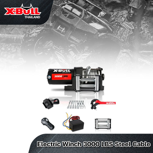 X-BULL Electric Winch 3000 LBS 12V  Steel Cable ATV UTV Truck 4WD