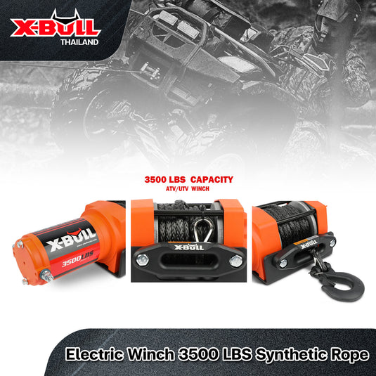 X-BULL Electric Winch 3500 LBS 12V Synthetic Rope ATV UTV Truck 4WD