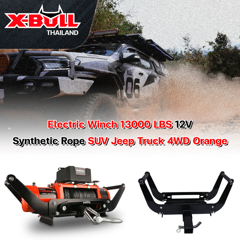 Load image into Gallery viewer, X-BULL Electric Winch 13000 LBS 12V Synthetic Rope SUV Jeep Truck 4WD Orange
